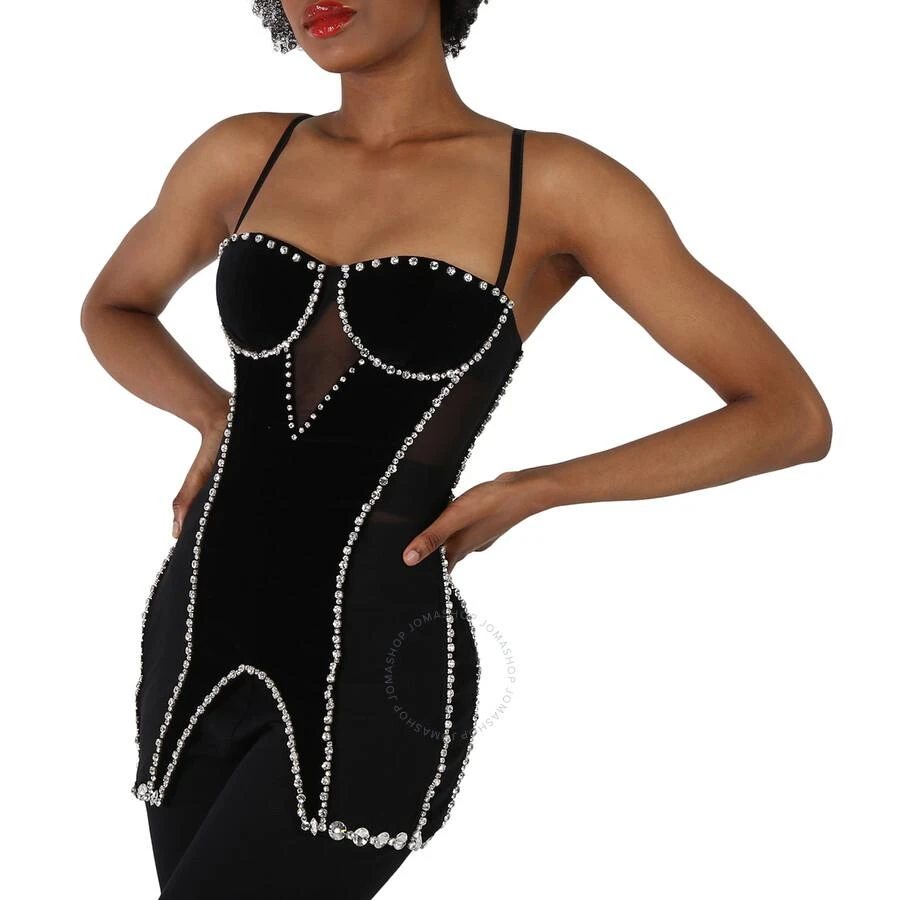 Burberry Stretch Mesh And Velveteen Crystal Embellished Corset Top 3