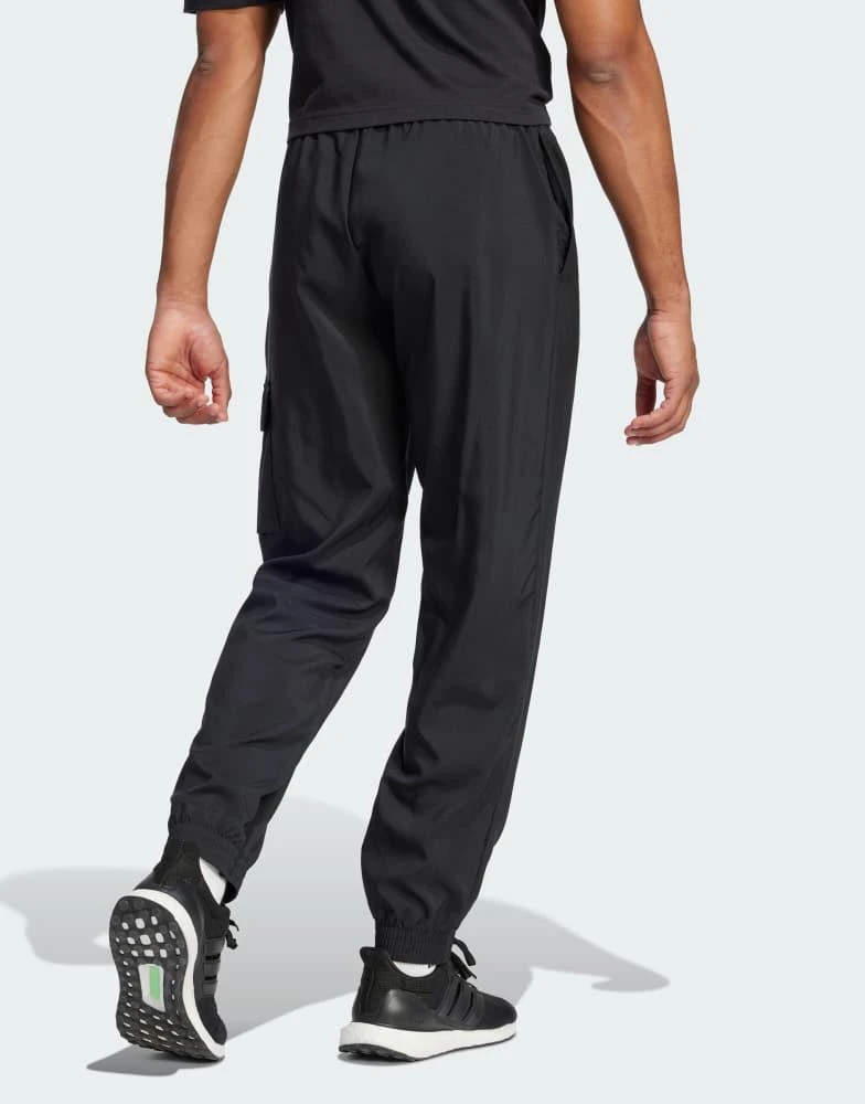 Adidas adidas Essentials small logo cargo pants in black / white 3