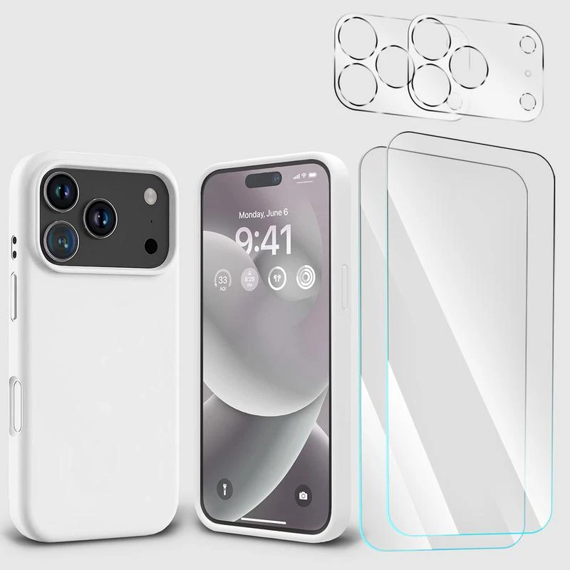 ENTRONIX Entronix Bundle Compatible with iPhone 17 Pro Max - Liquid Silicone Case, 2 Clear Screen Protectors & 2 Camera Lens Protectors