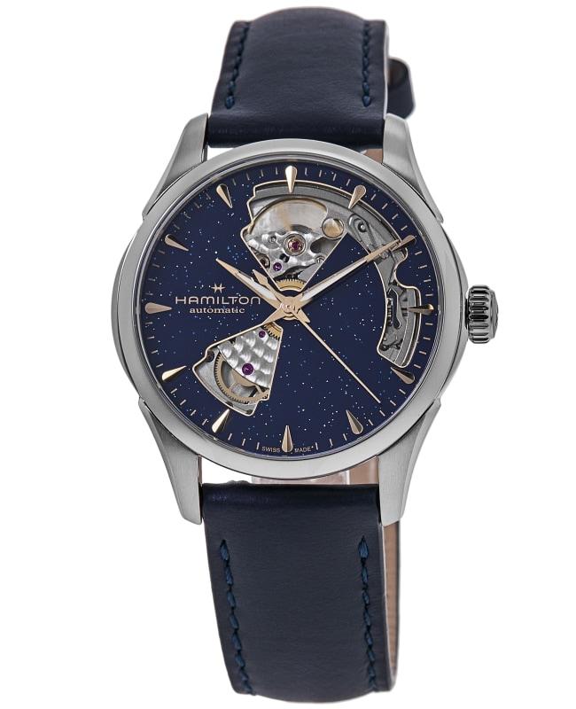 Hamilton Hamilton Jazzmaster Open Heart Blue Dial Leather Strap Women's Watch H32215642