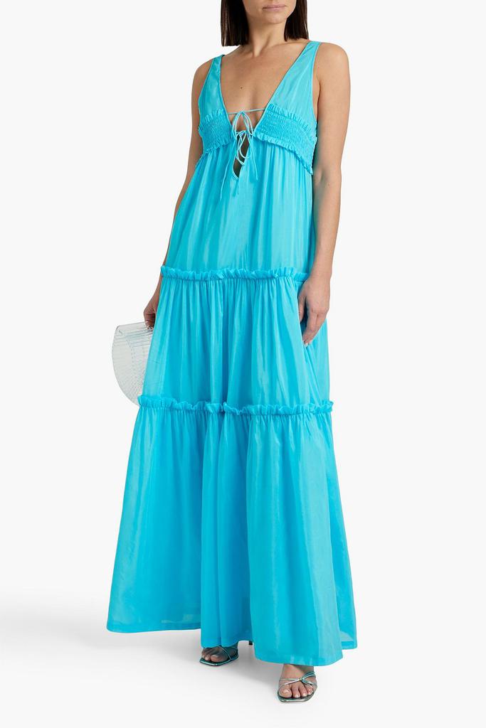 NICHOLAS Shirred cotton and silk-blend voile maxi dress