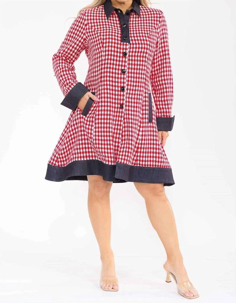 Karen T Design Plaid Coat Dress In Pink