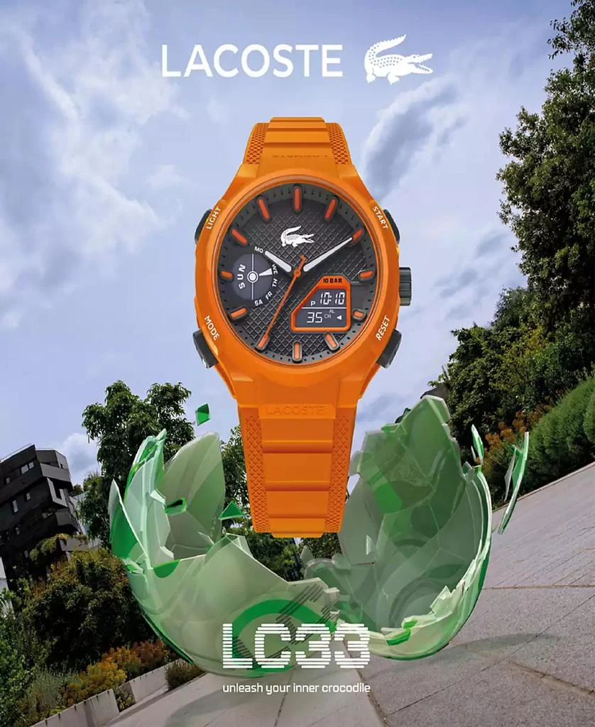 Lacoste Men's LC33 Orange Silicone Strap Watch 45mm 7