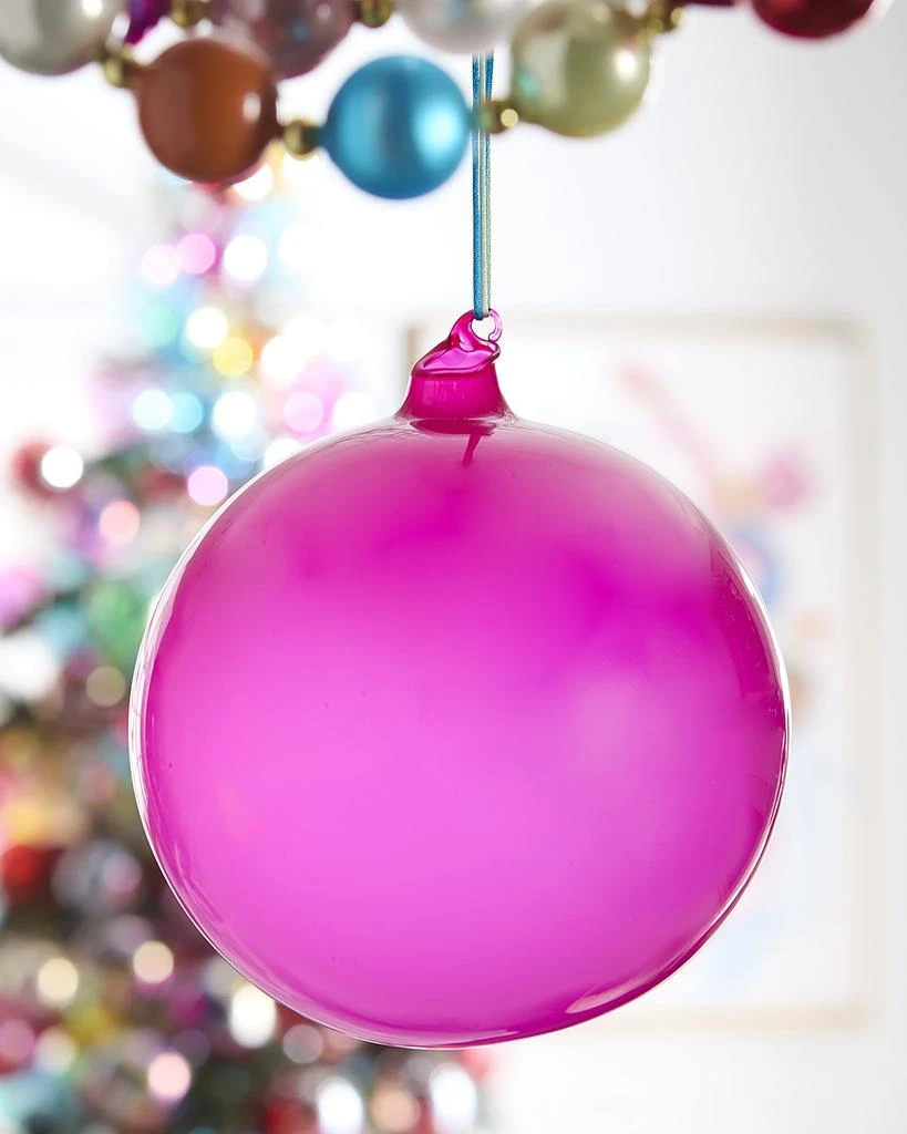 Jim Marvin Bubblegum Glass Ball Ornament, Fuschia 1