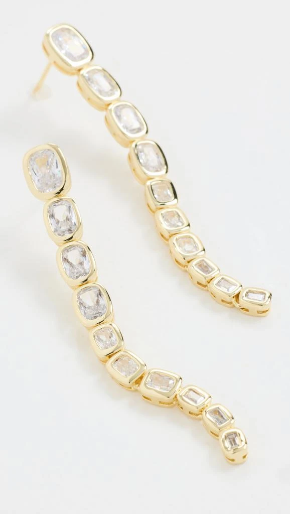 By Adina Eden Colored Bezel Baguette Graduated Drop Stud Earrings 3