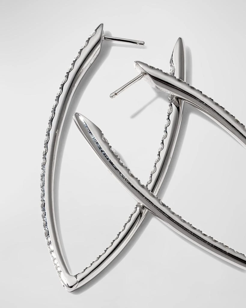 Memoire 18k White Gold Diamond V-Shape Hoop Earrings, 3.46tcw 4