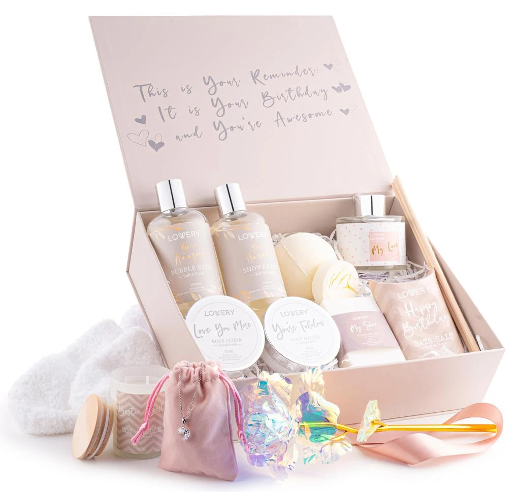 Lovery Birthday Gift Basket - Bath & Spa Gift Set for Women - Luxury Birthday Spa Gift Box 3