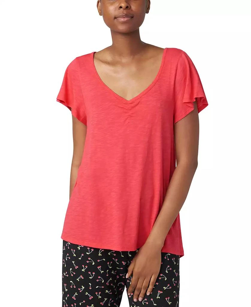 Hue Women's Solid Short-Sleeve Shirred Pajama Tee 1