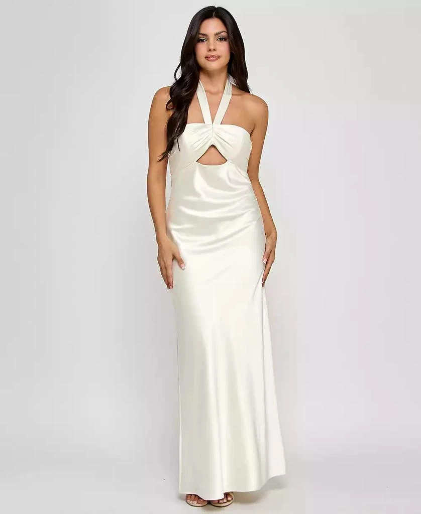 Morgan & Company Juniors' Cutout Sleeveless Halter Gown 1