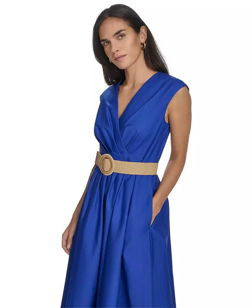 Jessica Howard Petite Cotton V-Neck Belted Midi Dress 3