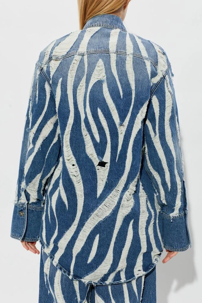 BLUMARINE Blumarine Distressed Buttoned Denim Jacket 3