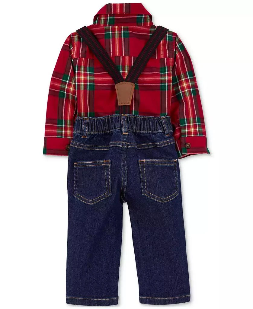 Carter's Baby Boys Dress Me Up 3-Pc. Plaid Bodysuit, Suspenders & Jeans Set 2