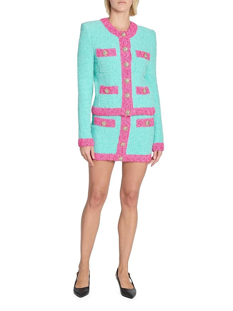 Balmain Colorblocked Bouclé-Knit Miniskirt 2