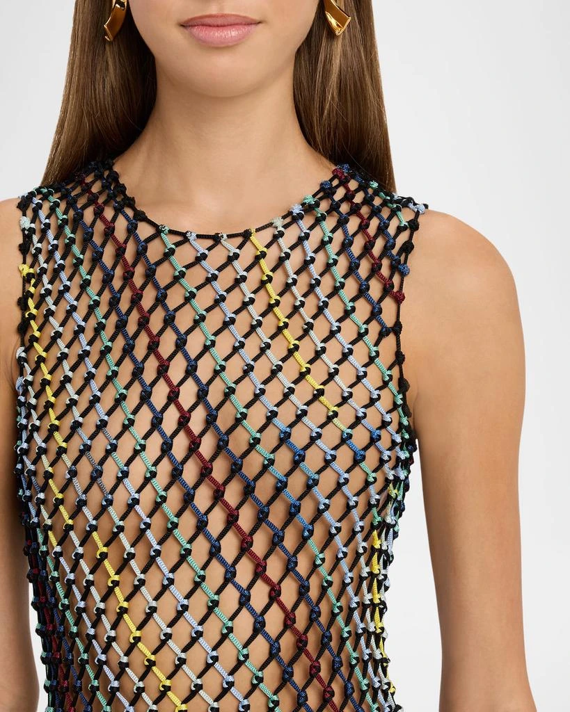 Gabriela Hearst Nabia Sleeveless Asymmetric Net Midi Dress 5