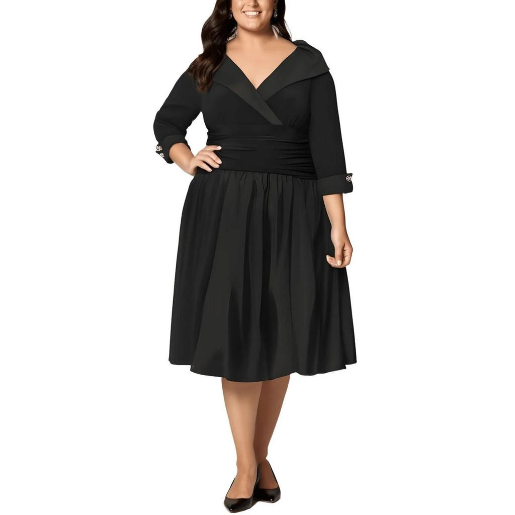 Jessica Howard Plus Womens A-Line Midi Cocktail And Party Dress 1