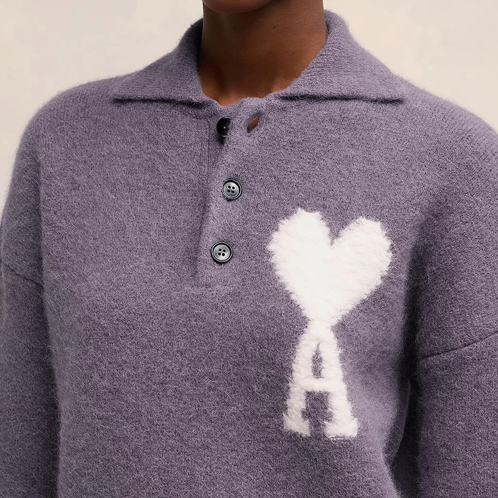 AMI Off White Adc Alpaca-Blend Knit Polo Jumper 3