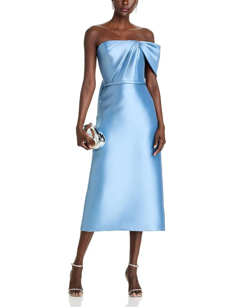 Amsale Bow Shoulder Midi Dress 3