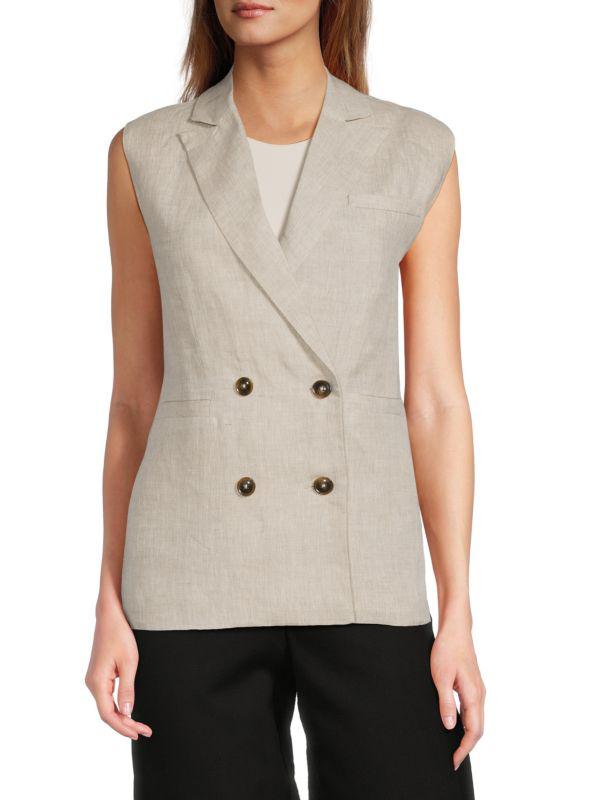 Saks Fifth Avenue 100% Linen Longline Vest