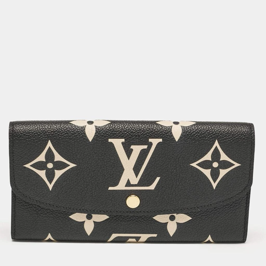 Louis Vuitton Louis Vuitton Black/Beige Giant Monogram Empreinte Leather Emilie Wallet 1