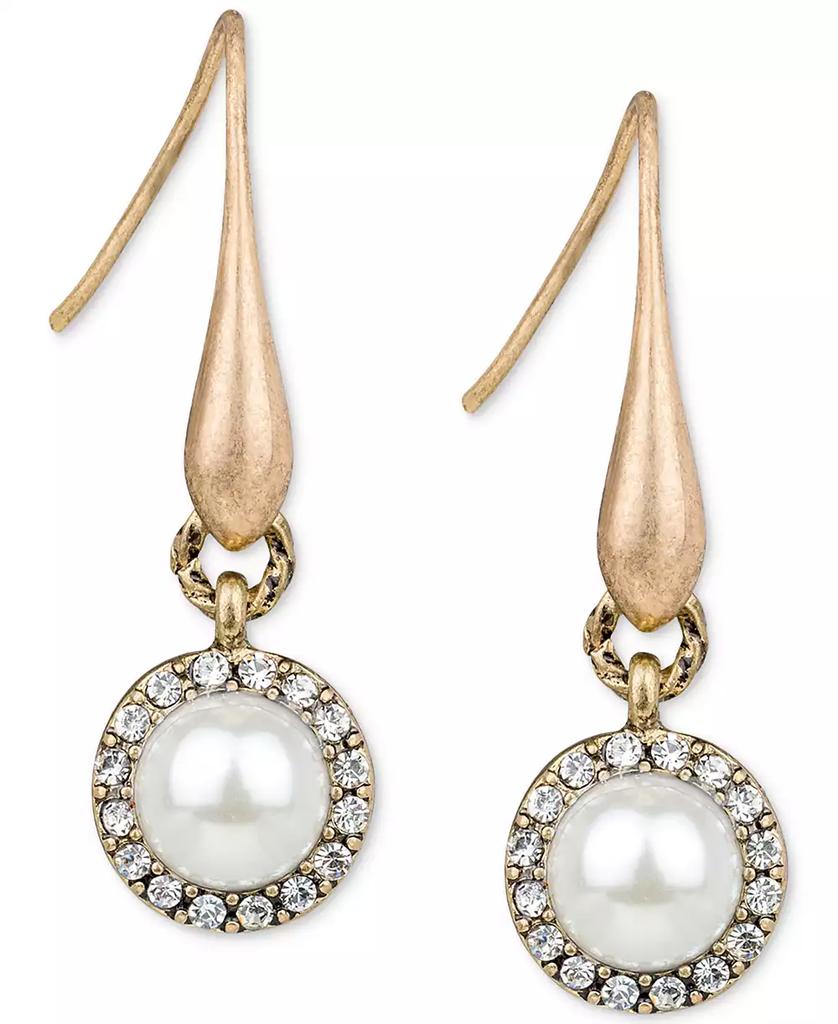 Patricia Nash Gold-Tone Imitation Pearl & Pavé Halo Drop Earrings