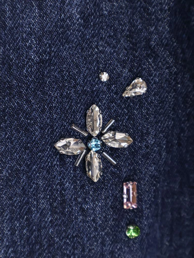 Self Portrait Wide leg jeans with rhinsestones 5