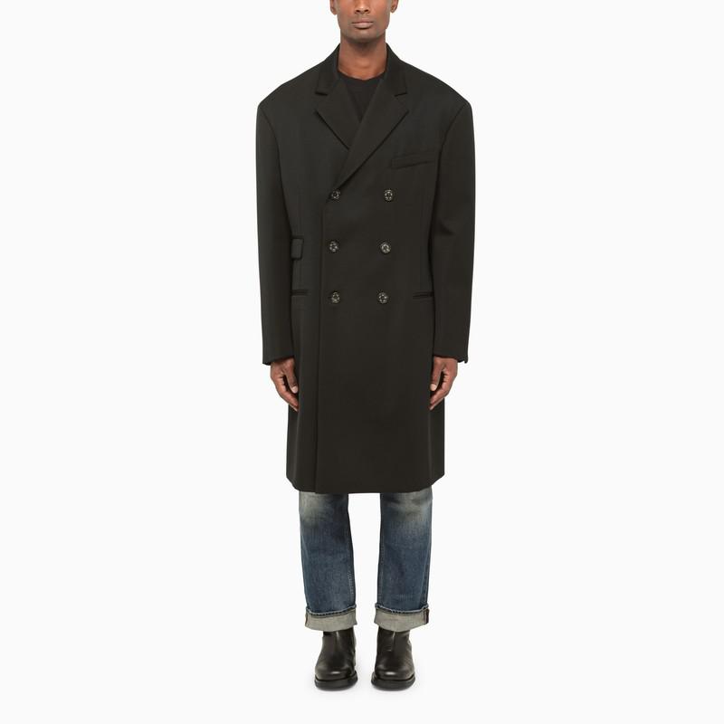 424 Black wool double-breasted coat