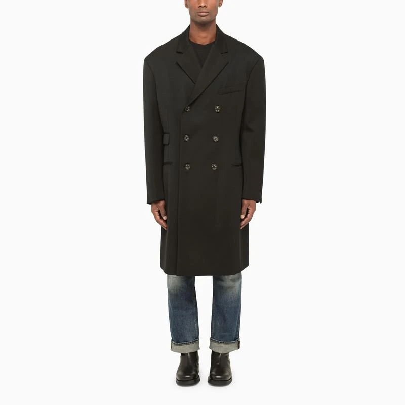 424 Black wool double-breasted coat 1