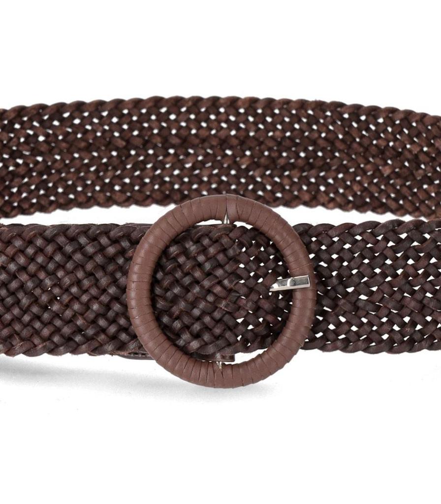 DRAGON DIFFUSION Dragon Diffusion Dark Brown Leather Woven Belt