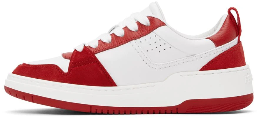 Ferragamo White & Red Suede Patch Skate Sneakers 3