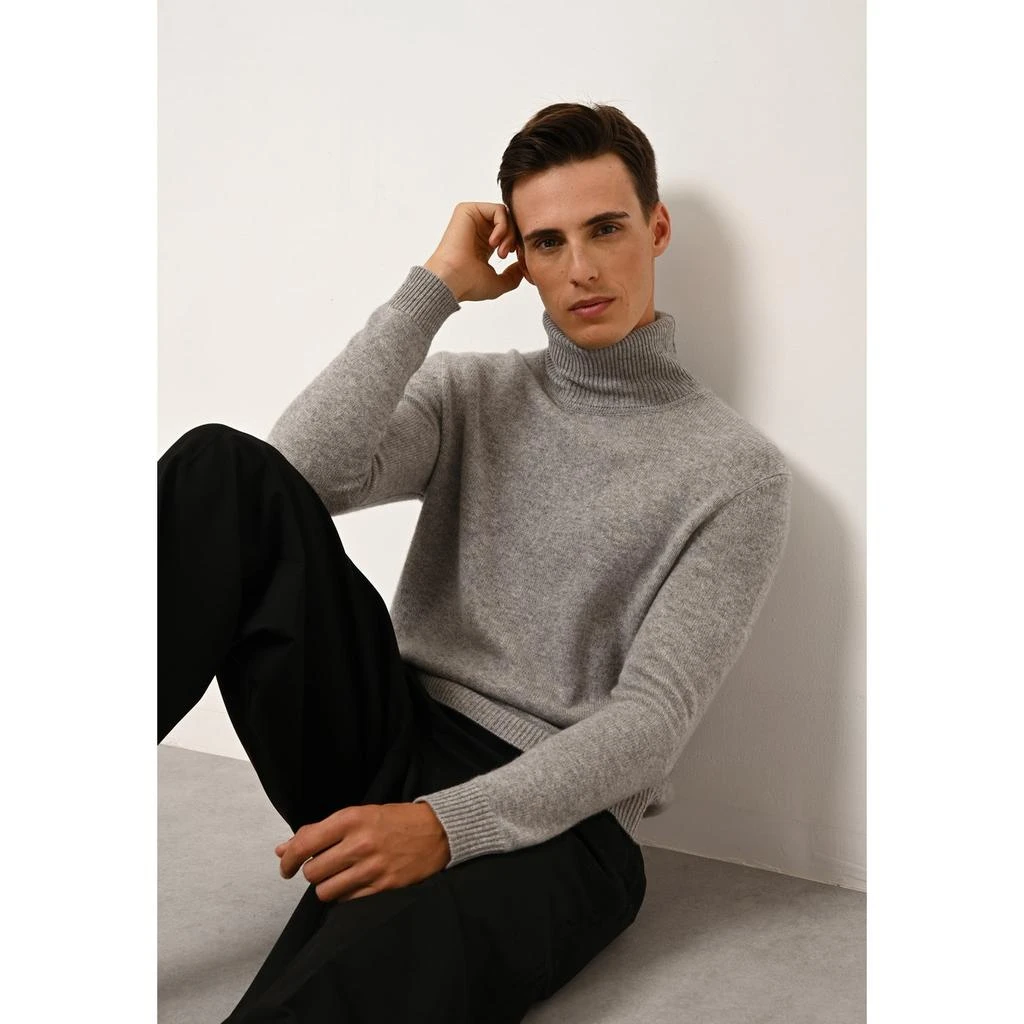 Just Cashmere Pull Col Roulé 4 Fils Sacha - 100% Cachemire 4 Fils - Nuage Chiné - Homme 2