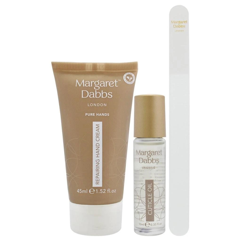 Margaret Dabbs Pure Hands Discovery Kit by  for Unisex - 3 Pc 1.52oz Pure Repairing Hand Cream, 0.33ozPure Cuticle Oil, Crystal Nail File - Small 2