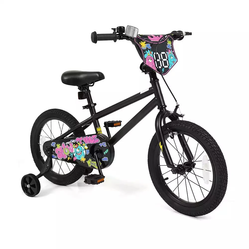 Slickblue Bike with Training Wheels and Street Art Pattern for Kids