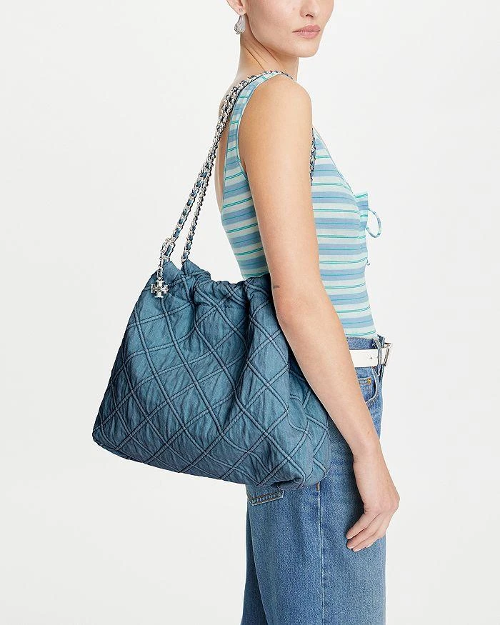 Tory Burch Fleming Denim Hobo Bag 2
