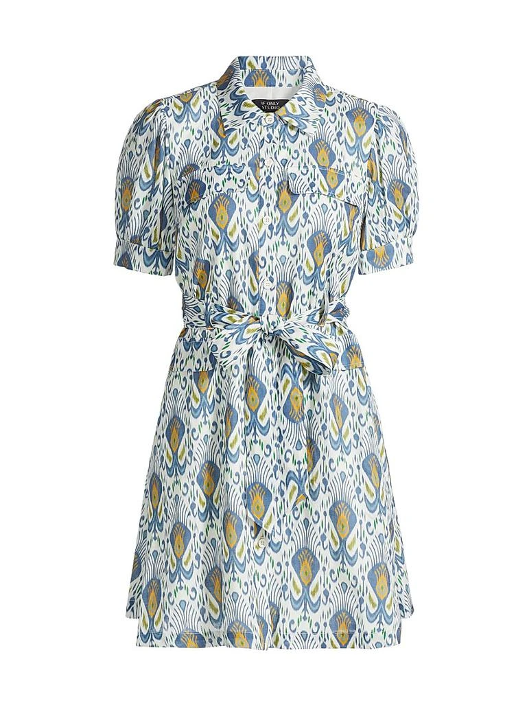 If Only Studio Ikat-Inspired Linen Minidress 1