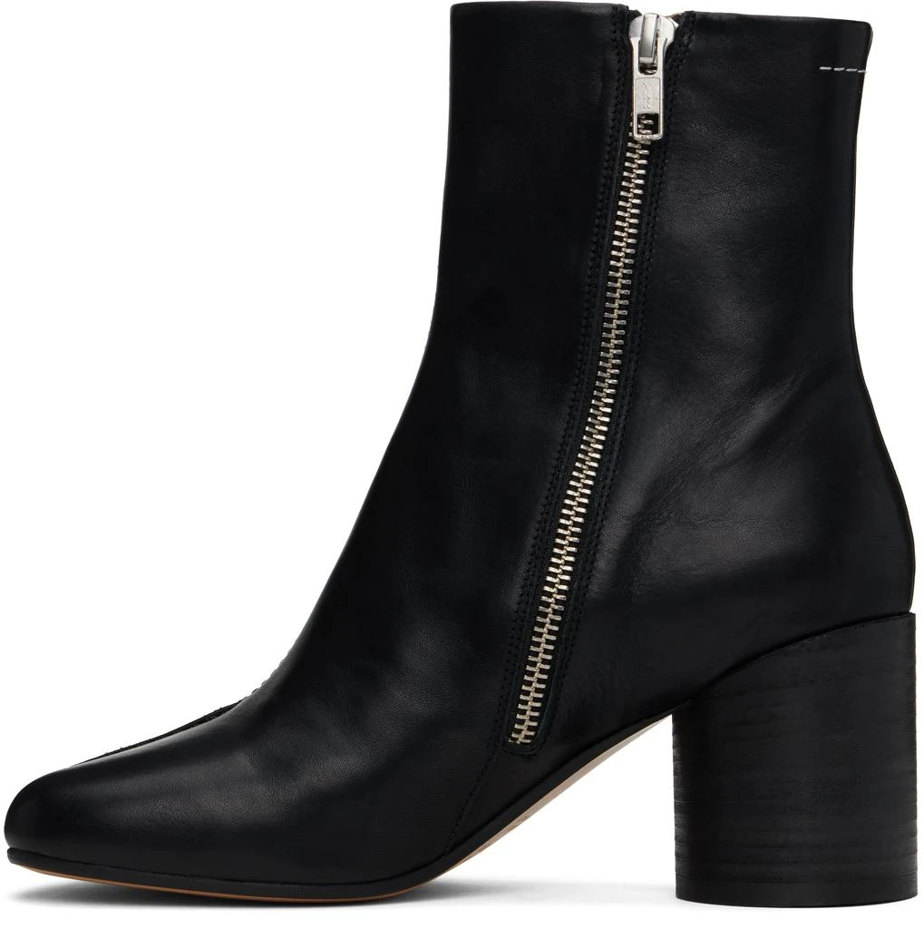 MM6 Black Stitch-Out Leather Ankle Boots 3