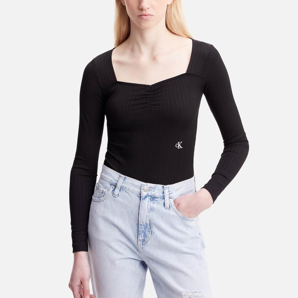 Calvin Klein Calvin Klein Jeans Shiny Ribbed Jersey Bodysuit