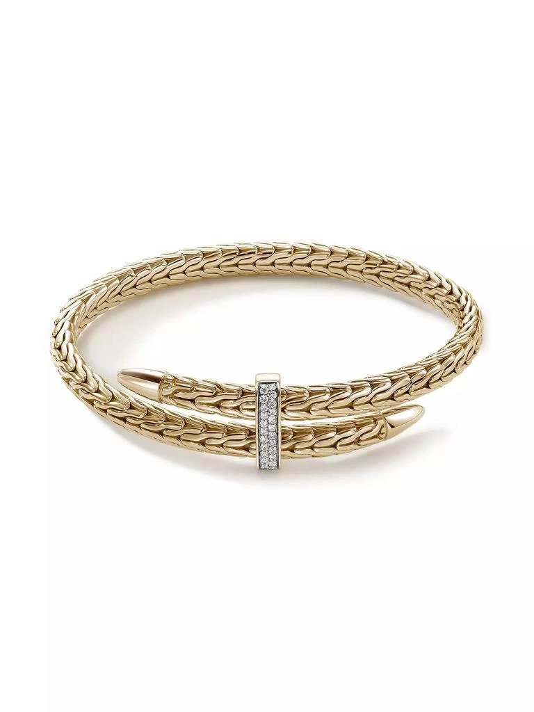 John Hardy Spear 14K Gold & Diamond Pavé Flex Cuff Bracelet 1