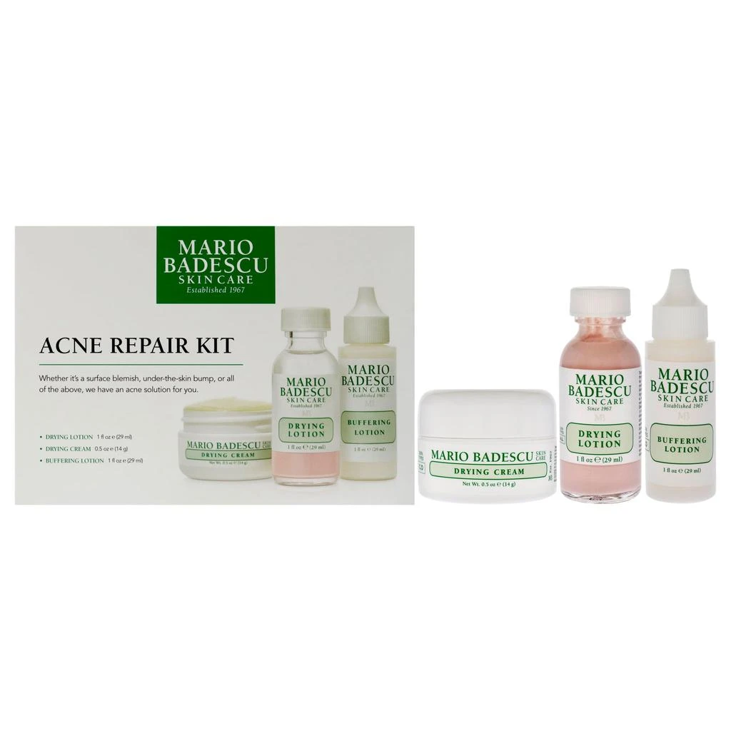 Mario Badescu Acne Repair Kit by  for Unisex - 3 Pc 1oz Drying Lotion, 1oz Buffering Lotion, 0.5oz Drying Cream 1