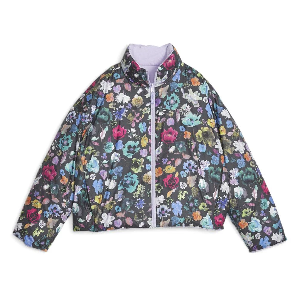 Puma Liberty Floral Print Oversized Reversible Puffer Full Zip Jacket 1