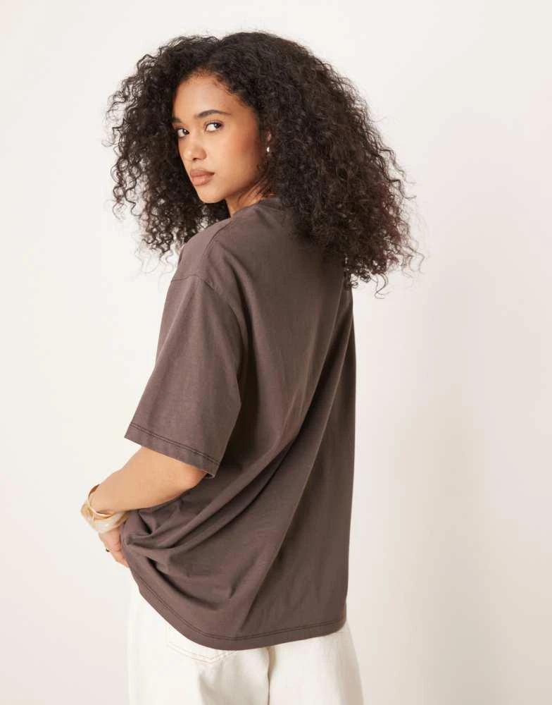 ASOS ASOS DESIGN oversized t-shirt with vietnam flower graphic in chocolate 2