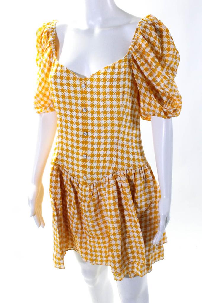 CAROLINE CONSTAS Womens Quinn Dress Yellow Gingham