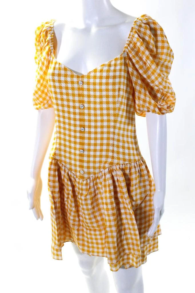 CAROLINE CONSTAS Womens Quinn Dress Yellow Gingham 2