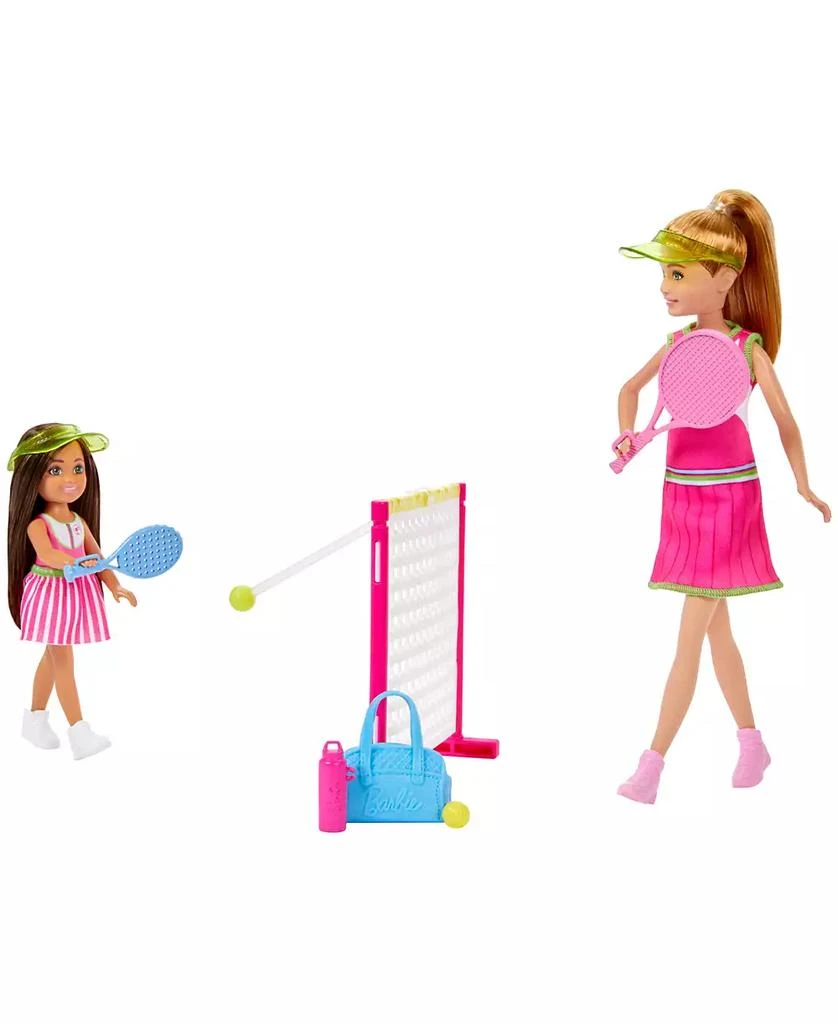 Barbie Stacie Chelsea Tennis Playset with 2 Dolls, Net 5+ Accessories, Moving Ball Action 5