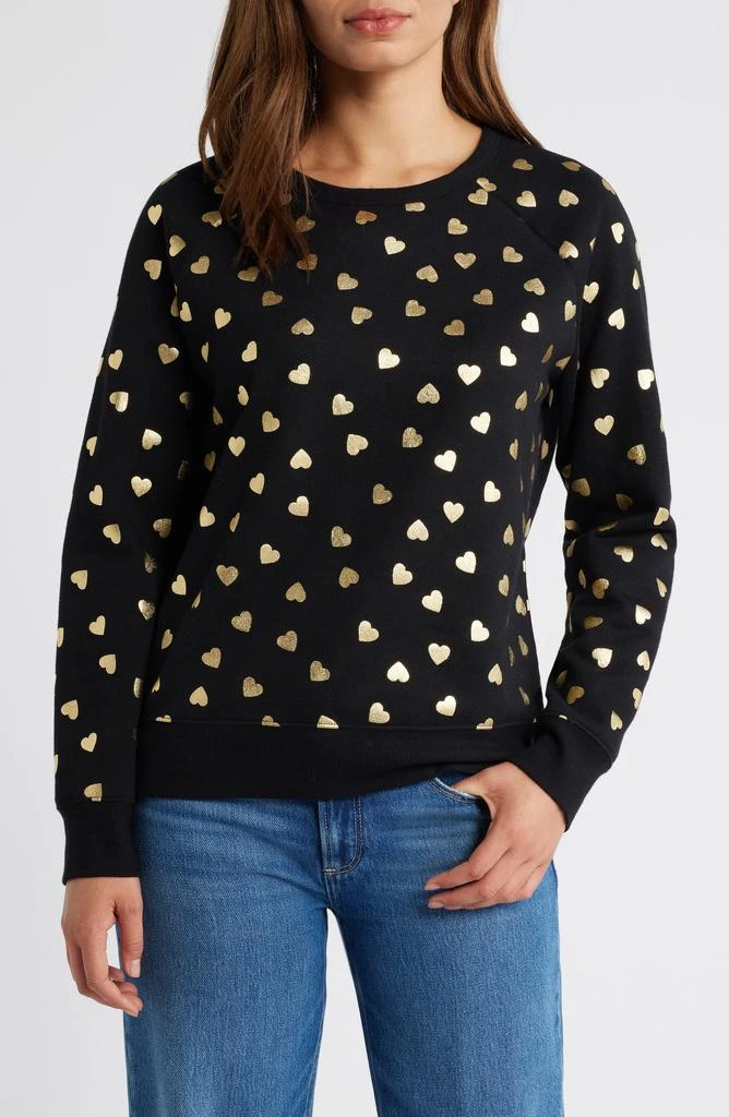Caslon Heart Foil Print Graphic Sweatshirt 1