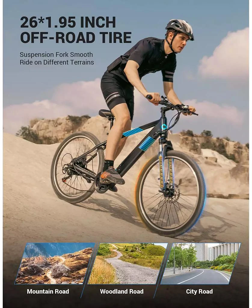 Gyroor 350W Electric Bike 26" Electric Mountain Bike for Adults, 36V Built-in Hidden Removable Battery with Shimano 7 Speed City Commuter Bike for Man Woman 5