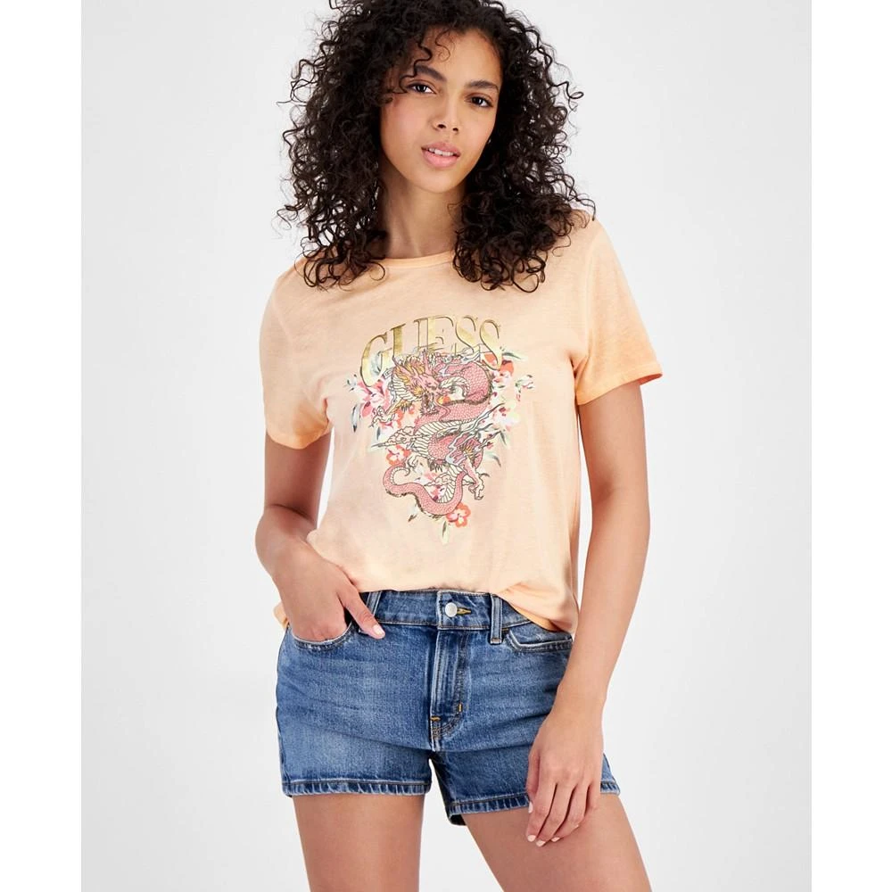 GUESS Women's Dragon Short-Sleeve Crewneck Logo T-Shirt 1