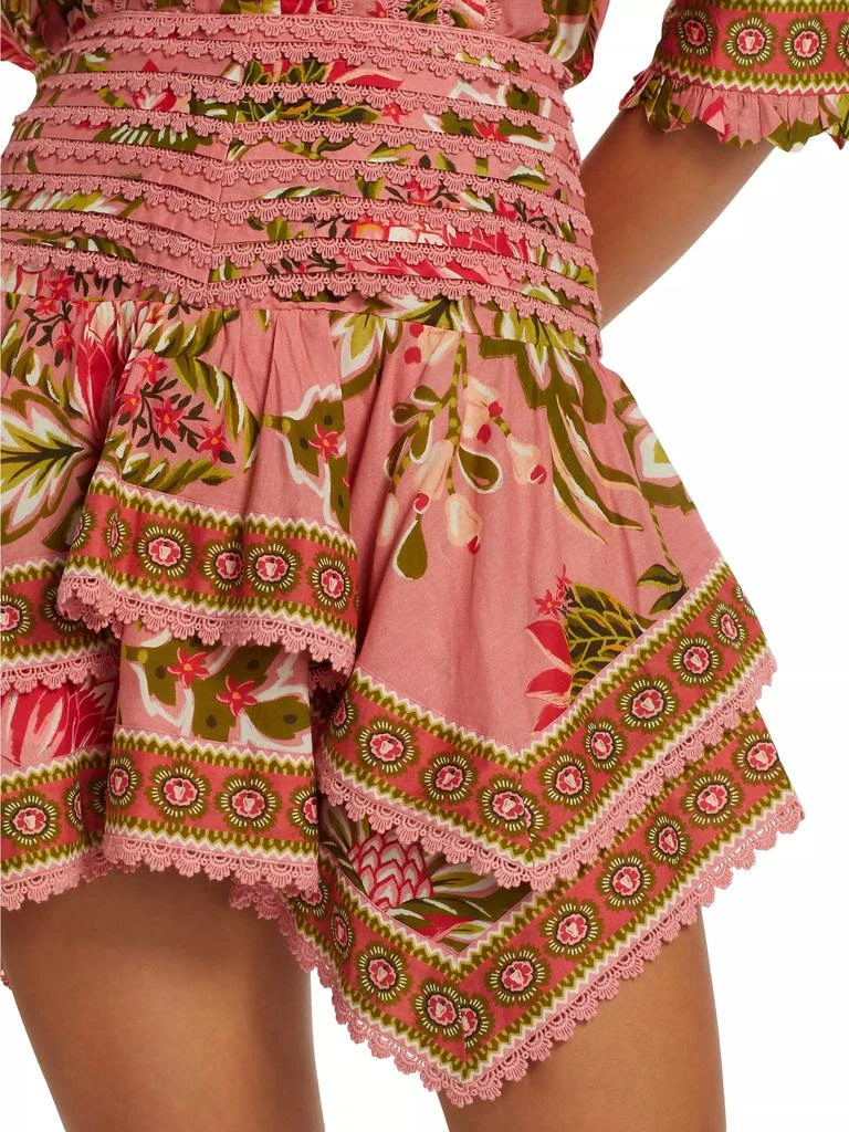 Farm Rio Aura Tiered Floral Cotton Miniskirt 6