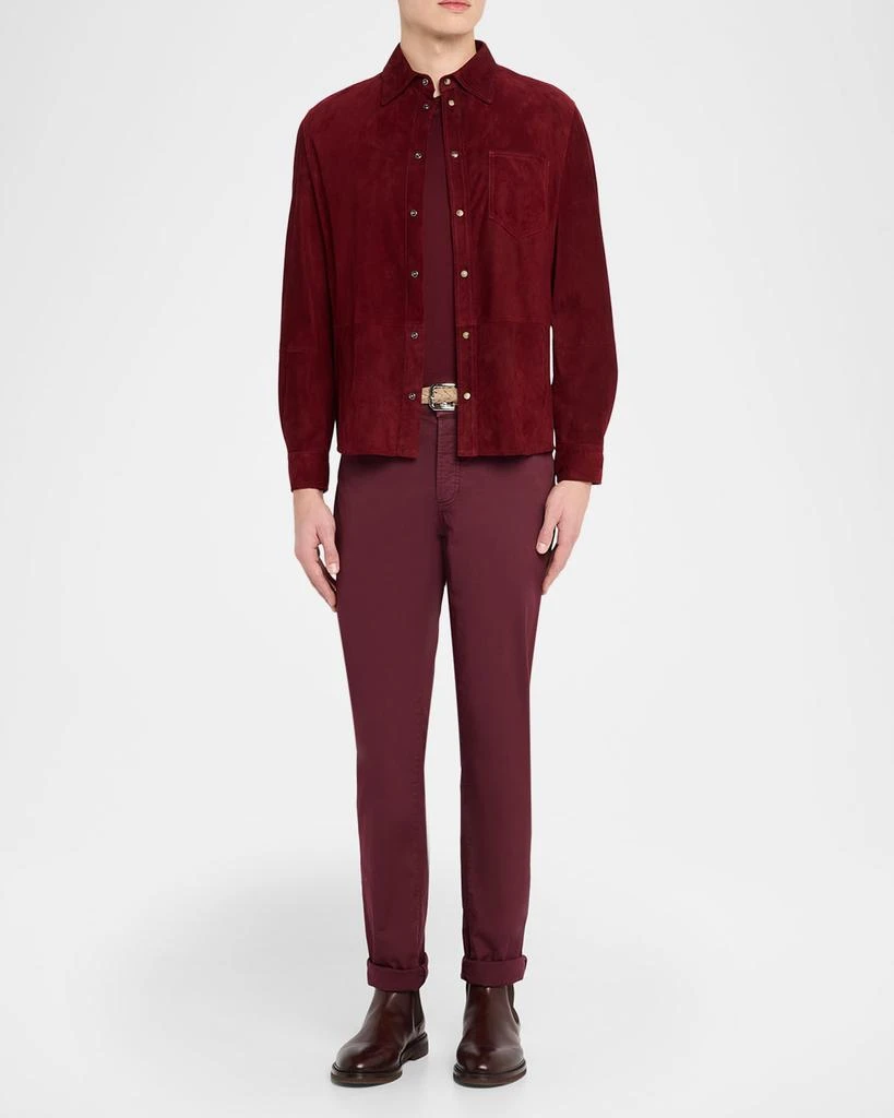 Brunello Cucinelli Men
s Leather Snap-Front Shirt with Pocket 2