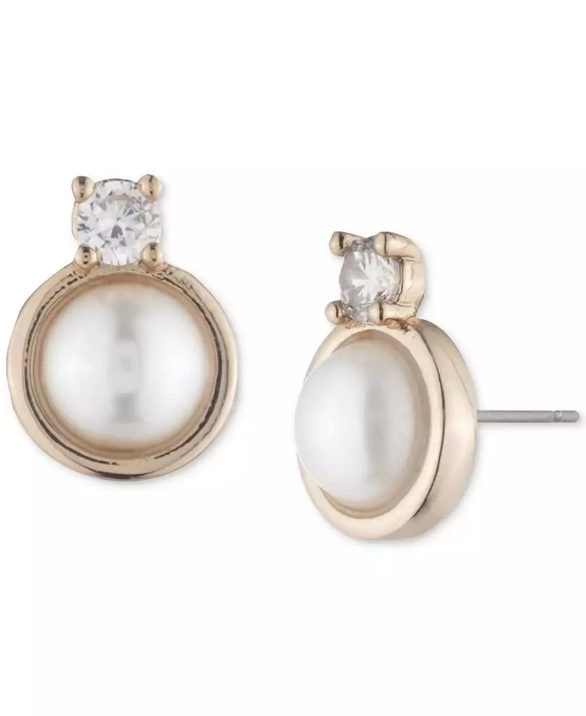 Givenchy Gold-Tone Crystal & Imitation Pearl Stud Earrings 1