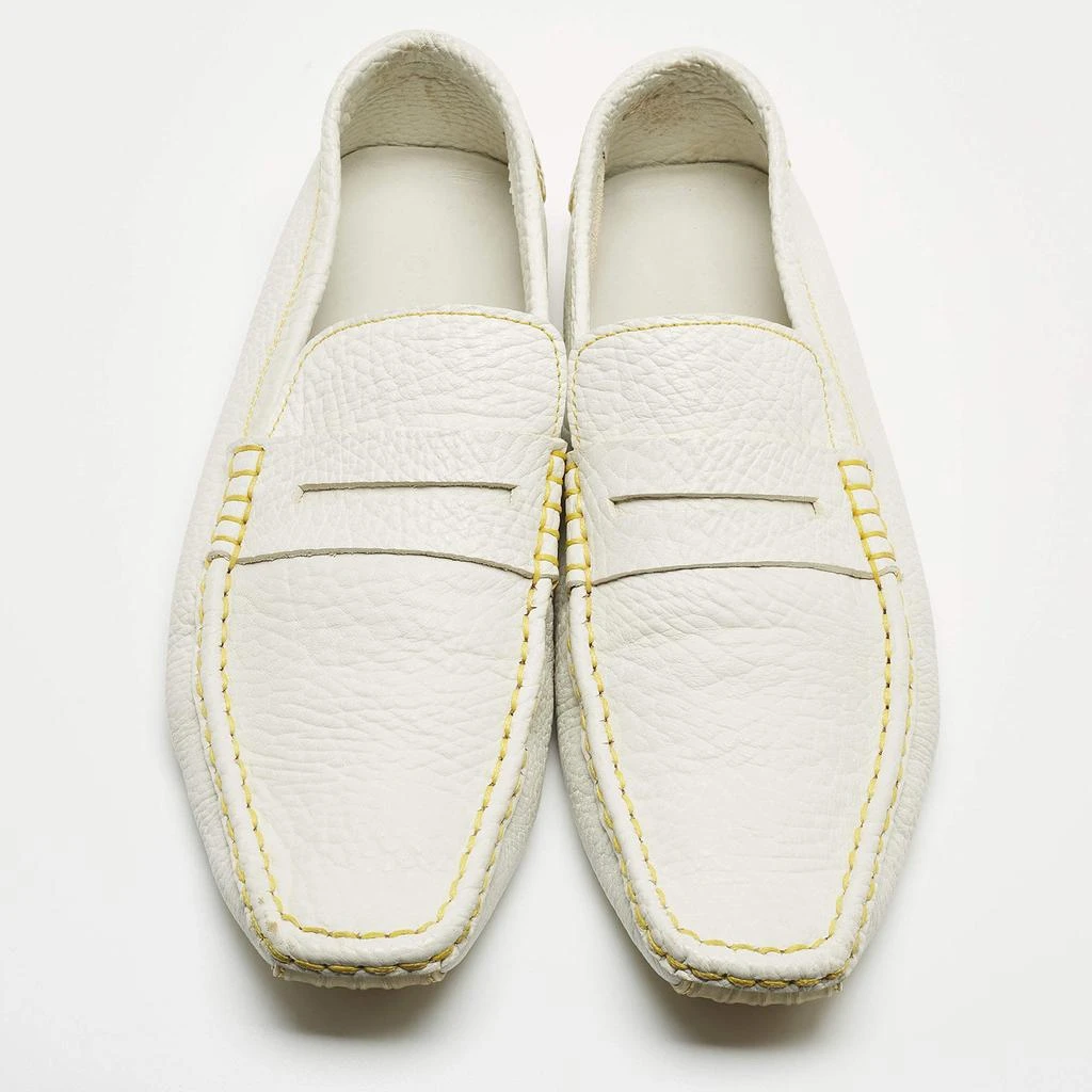 Louis Vuitton Louis Vuitton White Leather Lombok Slip On Loafers Size 45 3